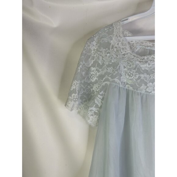 Vintage 60s Sheer Nylon Lace Full Sweep Negligee Pignoir USA - Picture 4 of 10